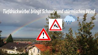 Tiefdruckwirbel bringt Schauer und stürmischen Wind ⛈️🌧️🍃 [upl. by Hastings792]