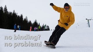 Snowskate  snowboarding bindingless [upl. by Eveivaneg]