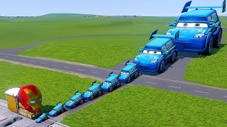 TRANSPORTING PIXAR CARS amp FRUITS WITH COLORED amp JOHN DEERE vs CLAAS vs TRACTORS  BeamNGdrive 962 [upl. by Neyr]