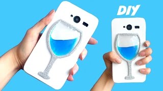 DIY FUNDA LÍQUIDA para móvil  Copa de agua o vino con líquido [upl. by Tugman]