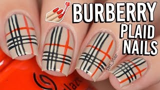 Howto EASY Burberry Inspired Fall Plaid Freehand Nail Art [upl. by Ennahoj]