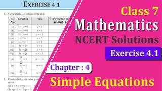 NCERT Solutions for Class 7 Maths Chapter 4 Exercise 41 [upl. by Eatnuahc426]