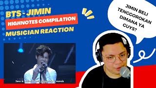 BTS JIMIN  BEST LIVE HIGH NOTES amp RASPY VOCALS COMPILATION  MUSICIAN REACTION [upl. by Nisen]