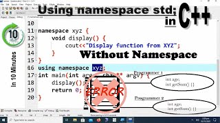 Namespace in C using  namespace std explanation [upl. by Ewer]