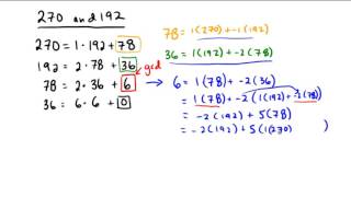 Using Euclidean algorithm to write gcd as linear combination [upl. by Mccowyn]