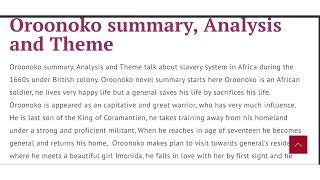 Oroonoko summary critical analysis and theme in English [upl. by Ahsimrac596]