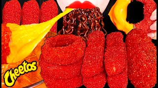 ASMR Cheetos Corn Dog Hot Dog Cheesy Spicy Rice Cake 치즈떡볶이 치토스 핫도그 먹방 Mukbang Eating [upl. by Maure517]