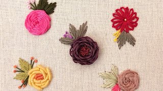 5 Basic Flower Embroidery For Beginners  Hand Embroidery Tutorial for Beginners  Gossamer [upl. by Ireg]