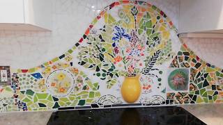 Kitchen Custom Mosaic Backsplash Step By Step [upl. by Sirtemed724]