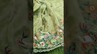 Tissue crush designer cutwork Sarees❣️ Allover nice embroidery floral butties1999amp [upl. by Leinad517]