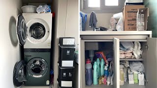 organizing a messy laundry room WITHOUT BUYING ANYTHING [upl. by Nidak418]