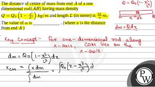 The distance of centre of mass from end \A\ of a one dimensional \\operatornamerodA B\ h [upl. by Ahselrak640]