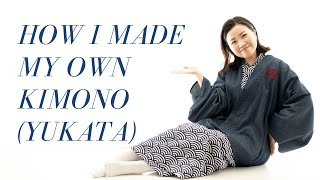 How I made my own KIMONO YUKATAJapanese traditional dress sewing vlog FREE pattern at the end [upl. by Irik]