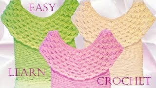 Blusa a crochet cuello v en punto original  Learn How to Crochet [upl. by Grizel]