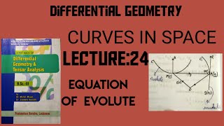 Lecutre24 equation of evoluteinvolutes and Evolutescurves in space differential Geometry [upl. by Anipsed]