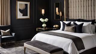 Luxurious HotelStyle Bedroom  Dark Walls and Sleek Furniture [upl. by Alane]