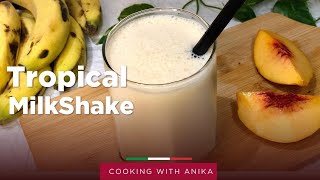 Smoothiest Tropical Milkshake  banana peach smoothie  banana peach milkshake  milkshake [upl. by Drawd422]