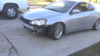 Acura RSX with a modified Subaru WRX header [upl. by Ynolem]