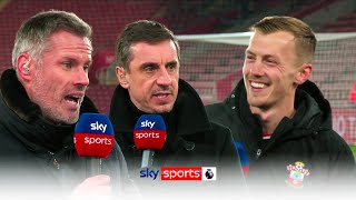 James WardProwse does hilarious impressions of Carragher and Neville 🤣 [upl. by Nilauqcaj760]