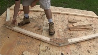 How to cut gussets for gambrel roof for 10x12 shed FAST using a miter saw [upl. by Adama]