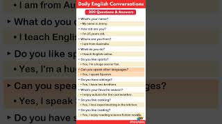 Improve English Speaking Skills🔥 200 Common Questions and Answers in English 🔥 English conversation [upl. by Suhploda]