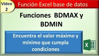 Función BDMAX en Excel [upl. by Eeraj434]