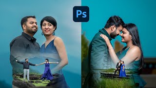 Pre wedding Photo Dual Exposure Editing in photoshop 2022 [upl. by Ardnasela]