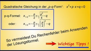 pqFormel quadratische Gleichungen lösen [upl. by Ramin800]