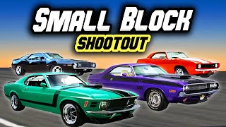 PONY CAR SHOOTOUT  Z28 Challenger TA Boss 302 amp Javelin [upl. by Jolynn]