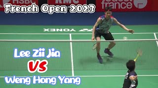 Lee Zii Jia 李梓嘉 VS Weng Hong Yang 翁泓阳  French Open 2023 [upl. by Gabbert]