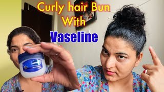 Easiest curly hair bun with VASELINE curly hair bunmadhubrijwasivlogshairstyles curlyhair [upl. by Still]