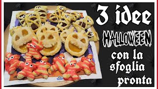 3 idee dolci per Halloween con la pasta sfoglia 🎃 Da fare in meno di 15 minuti  halloween food [upl. by Ailido]