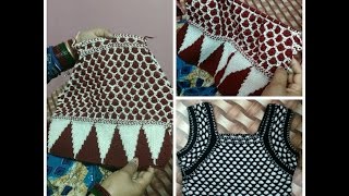 Knitting Blouse for Ladies in Hindi Half sleeves designer sweater  how to knit woolen blouse part4 [upl. by Brelje14]