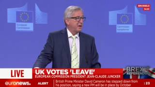 European Commission President JeanClaude Juncker press conference after Brexit vote [upl. by Bysshe]