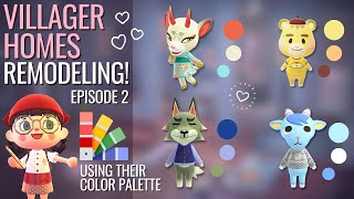 Colour matching VILLAGER HOMES EP2 Shino Marty Dobie and Sherb Interiors  ACNH  Animal Crossing [upl. by Lehctim]