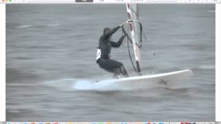 Windsurfing jibe 初めてのプレーニングジャイブ（レイルを入れる） [upl. by Ennaerb700]