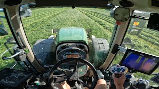 Cab View POV  Mowing grass in Fendt 824 and Claas Triple Mowers [upl. by Lonyer752]