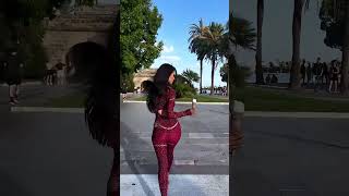 Beautiful model in a tight sparkly jumpsuit outfit for the day fashion style outfit shorts [upl. by Laurin716]