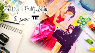 painting a pretty lady amp piano 🎹 [upl. by Ateloj]