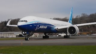 Boeing 7779 N779XW Landing and Taxi at Boeing Field [upl. by Lebasi201]