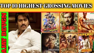 Ajay Devgn Top 10 Highest Grossing MoviesAjay Devgn Top 10 MoviesAjay DTop 10 Bollywood Movies [upl. by Atarman754]