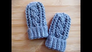 Easy crochet Baby mittens gloves tutorial Mitts 06 months Happy Crochet Club [upl. by Orsino]