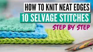 How to knit neat edges  The 10 best edge stitches in knitting [upl. by Siravart722]