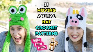 WHAT These 15 MOVING ANIMAL Hat Crochet Patterns are POPULAR PLUS PRIZES [upl. by Ahsiam653]