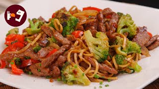 Esta receta japonesa de FIDEOS CON TERNERA es muy sabrosa y se hace en 10 minutos [upl. by Neelhtak]