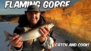 2 Nights Ice Camping and Fishing on Flaming Gorge For Burbot and lake trout Catch n cook [upl. by Bud]