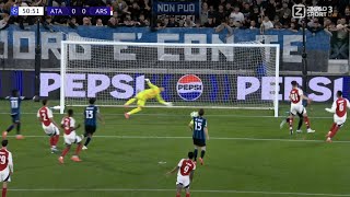 🔥🧱 Arsenals David Raya penalty save vs Atalanta  Mateo Retegui penalty miss vs Arsenal  UCL [upl. by Lucio]