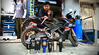 Pulsar 200RS exhaust change  Best exhaust for pulsar 200RS 🔥 [upl. by Neyuq]