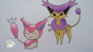 How to draw Pokemon No 300 Skitty No 301 Delcatty [upl. by Naujal389]