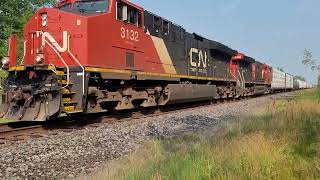 A shorter than usual eastbound CN manifest M342 works up the grade into Baynham on Aug 17th 2024 [upl. by Deerc]